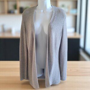 Talbots Womens Open Front Gray Knit Cardigan Sweater Small